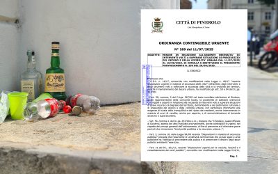 COMUNE DI PINEROLO: MODIFICHE ALL’ORDINANZA SULLA MALAMOVIDA – LE NUOVE DISPOSIZIONI DALL’11/7/2025 AL 15/9/2025